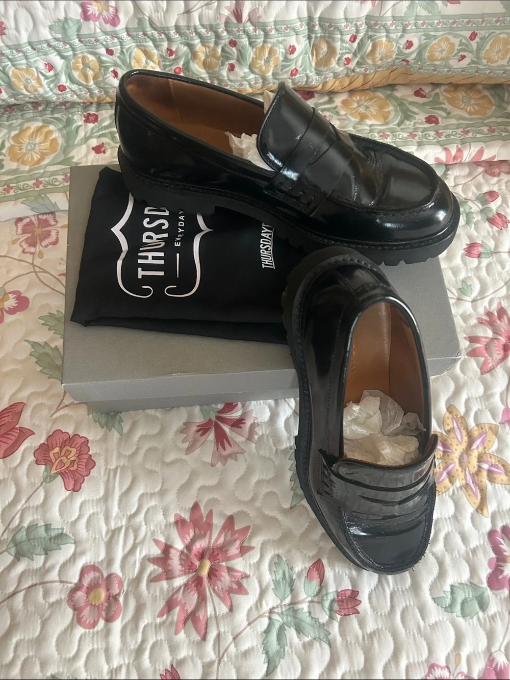 Thursday Boot Company Glossy Black Penny Loafers